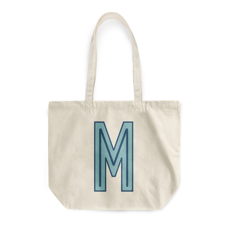 Canvas Tote - Single Initial - Light Blue Navy - NEW!