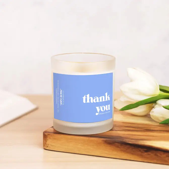 Glass Candle - Thank You (Oak Moss & Amber)