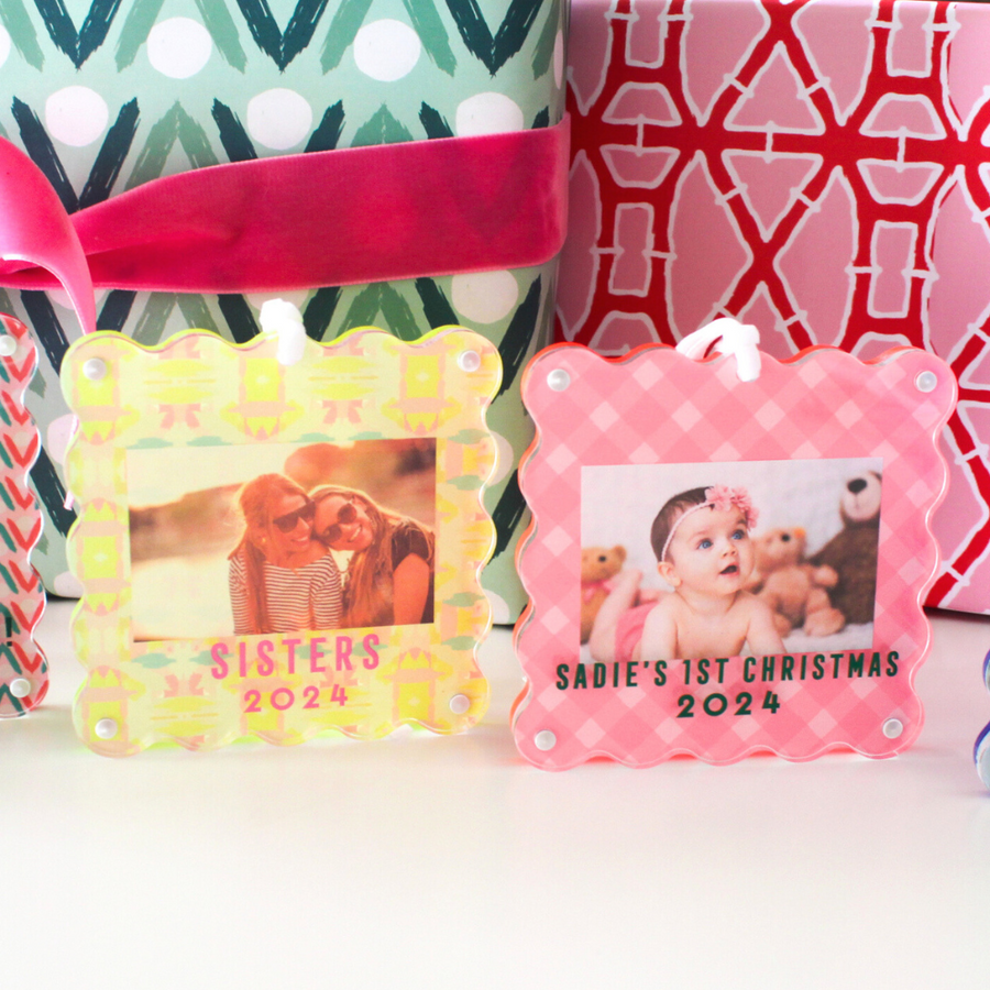 Ornament Photo Frame - Gingham Pink