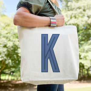 Canvas Tote - Single Initial - Navy Blue - NEW!