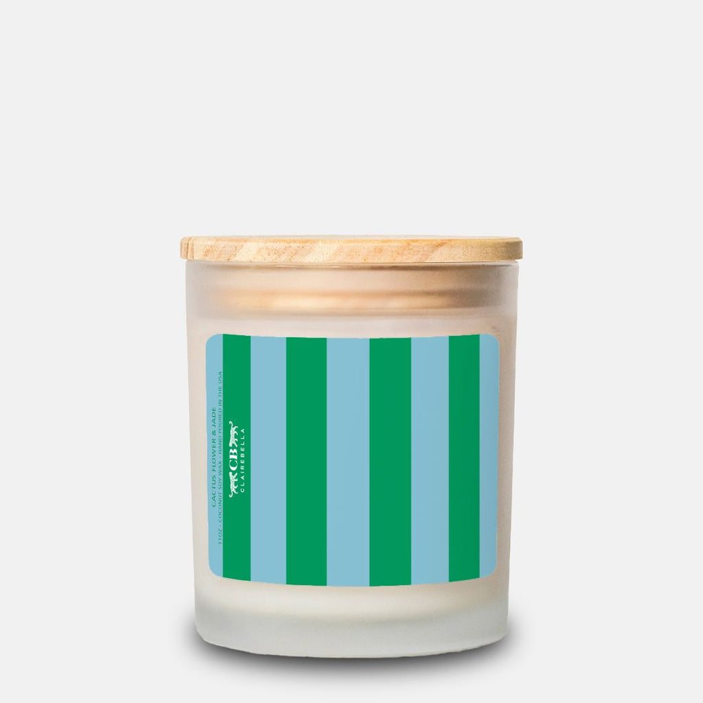 Glass Candle - Striped Blue/Green