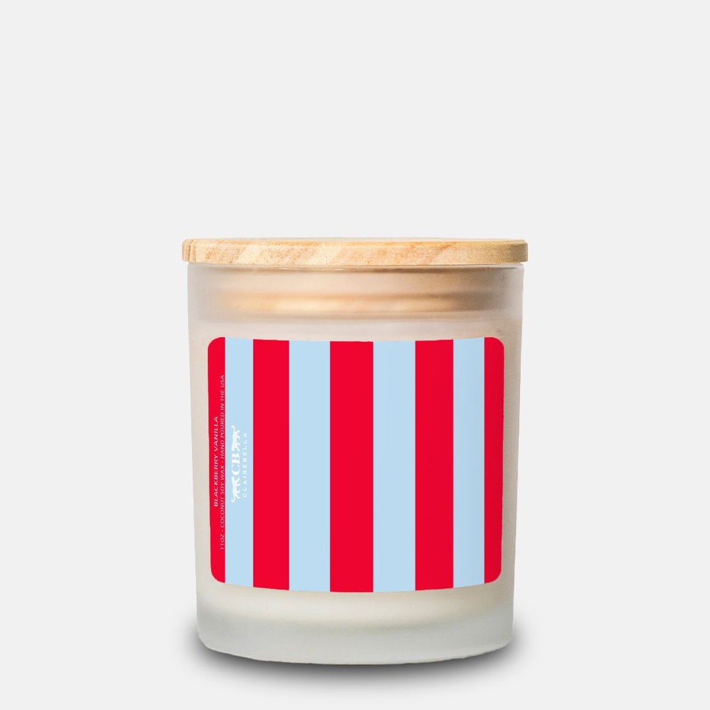 Glass Candle - Striped Blue/Red