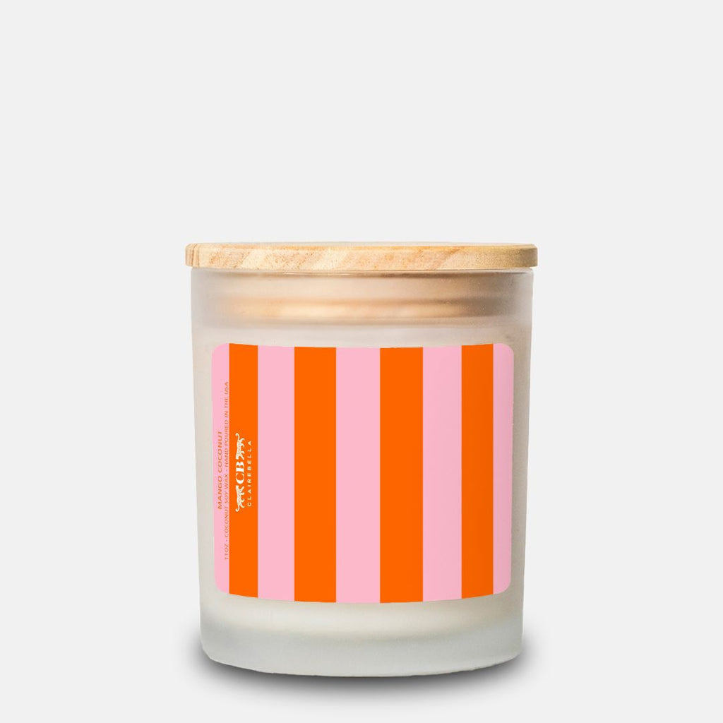 Glass Candle - Striped Pink/Orange
