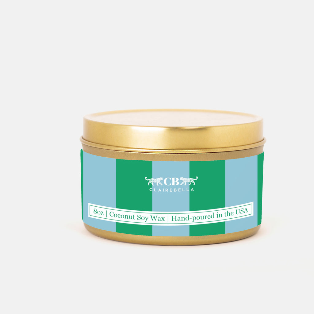 Tin Candle - Striped Blue/Green