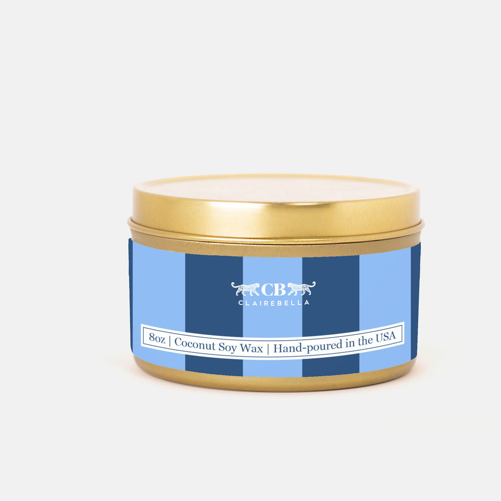 Tin Candle - Striped Blue/Navy