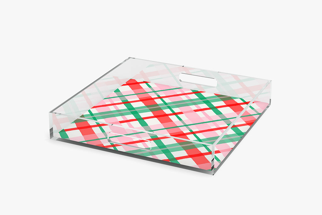 Christmas Plaid Acrylic Tray