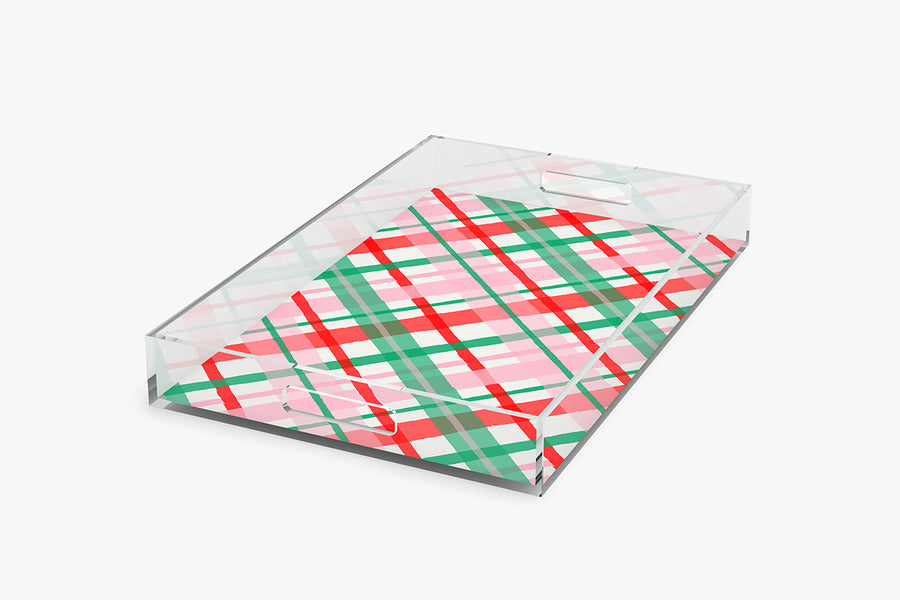 Christmas Plaid Acrylic Tray