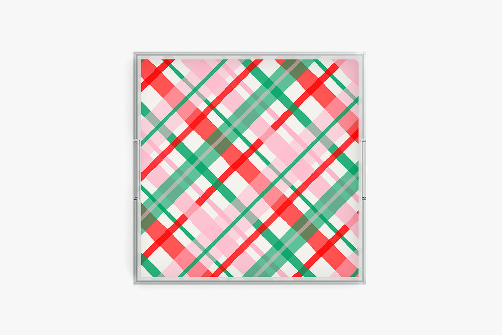 Christmas Plaid Acrylic Tray