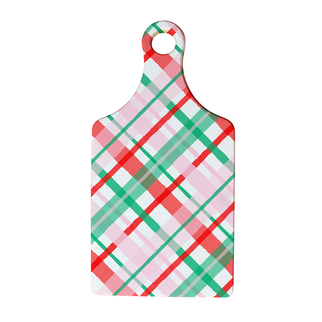Serving Board w/Handle - Christmas Plaid