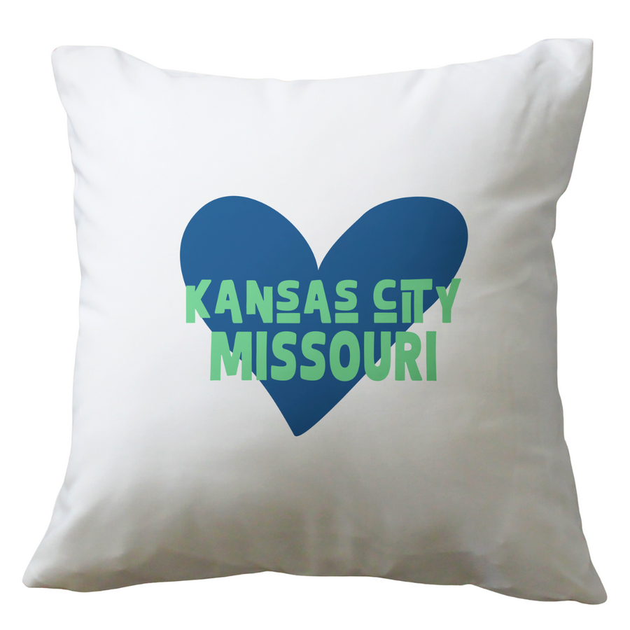 Custom City Heart Navy Green - Indoor/Outdoor Pillow