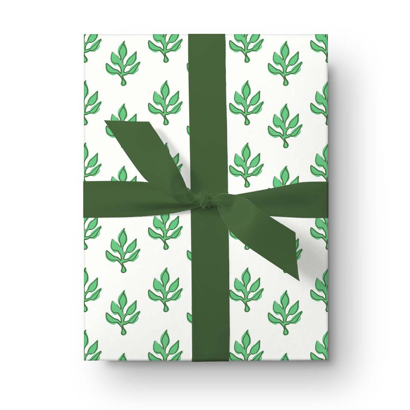 Gift Wrap - Holiday Flora Green