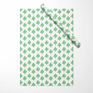 Gift Wrap - Holiday Flora Green