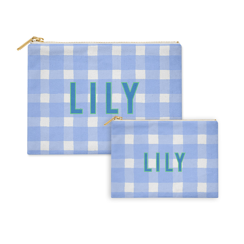 Flat Zip Pouch Set - Gingham