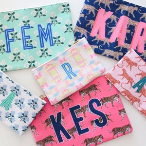 Monogrammed Small Flat Zip Pouch