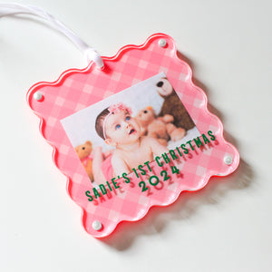 Ornament Photo Frame - Gingham Pink