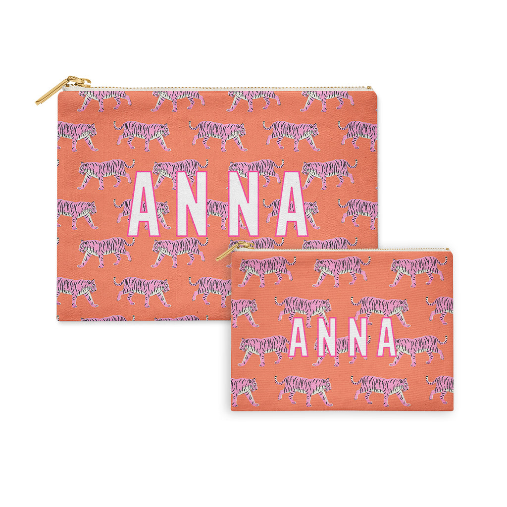 Flat Zip Pouch Set - Big Cats