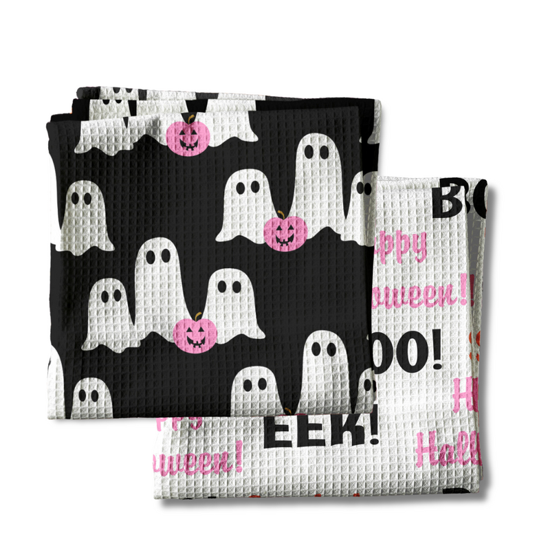 Waffle Weave Kitchen Towel Bundle - Ghosts