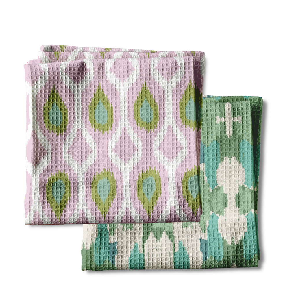 Waffle Weave Kitchen Towel Bundle - Ikat Lilac