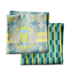 Waffle Weave Kitchen Towel Bundle - Mila Citrus Blue