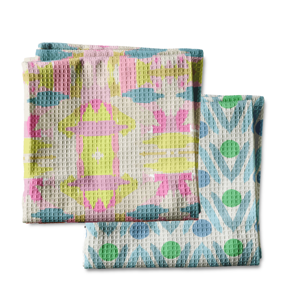 Waffle Weave Kitchen Towel Bundle - Mila Citrus Pink