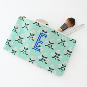 Monogrammed Small Flat Zip Pouch