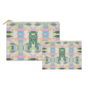 Bundle - Monogrammed Flat Zip Pouch - Mila Lilac