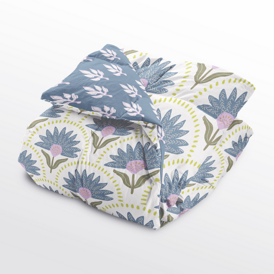 Twin XL Bedding Set - Coneflower Blueberry