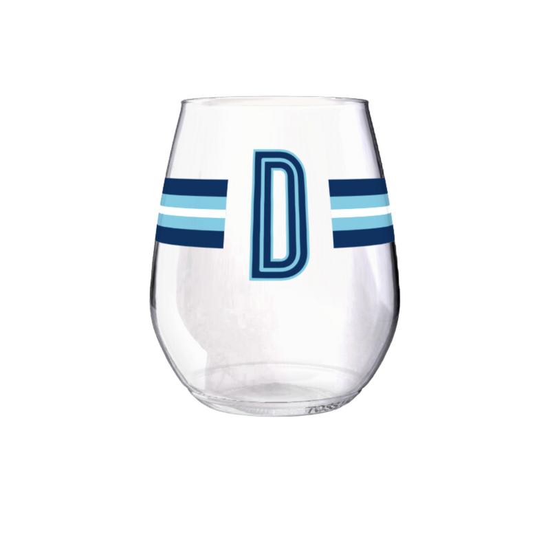 Shatterproof Wine Glass Set - Monogram Stripe Navy/Blue