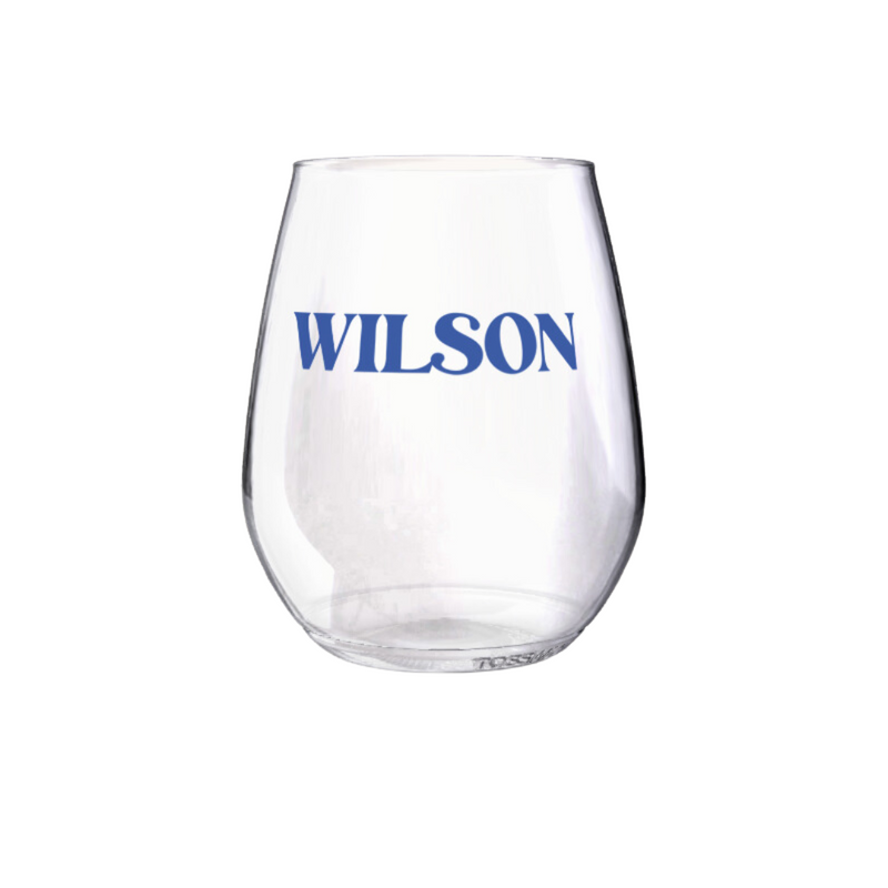 Shatterproof Wine Glass Set - Custom Name Blue