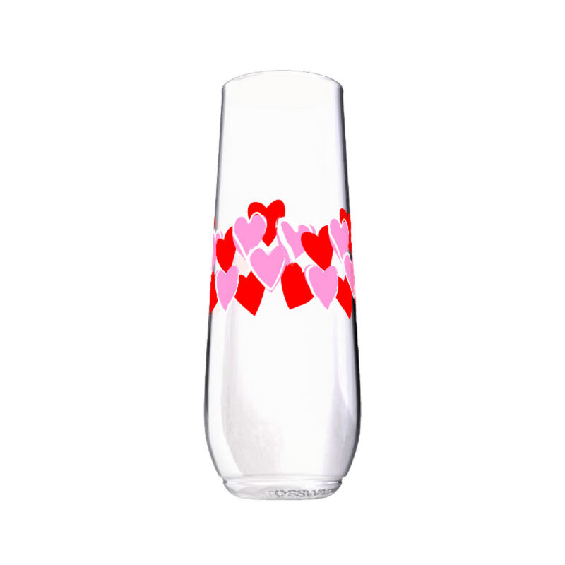 Shatterproof Champagne Flute Set - Happy Hearts