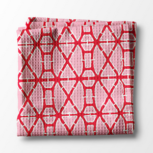 Waffle Weave Kitchen Towel - Bamboo Pink/Red