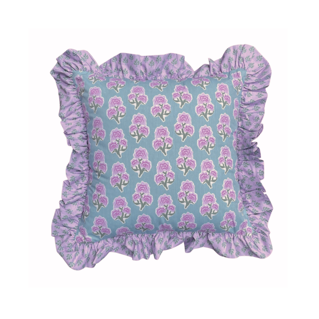 Vera Teal Ruffle Pillow - Square - New!