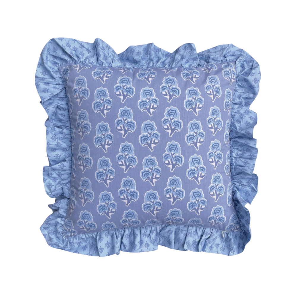 Vera Denim Ruffle Pillow - Square - New!