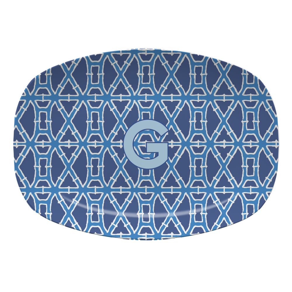 Single Initial Platter Bamboo - Deep Blue