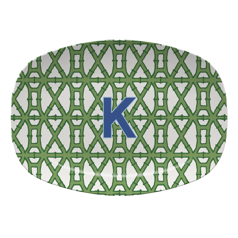 Single Initial Platter Bamboo - Green