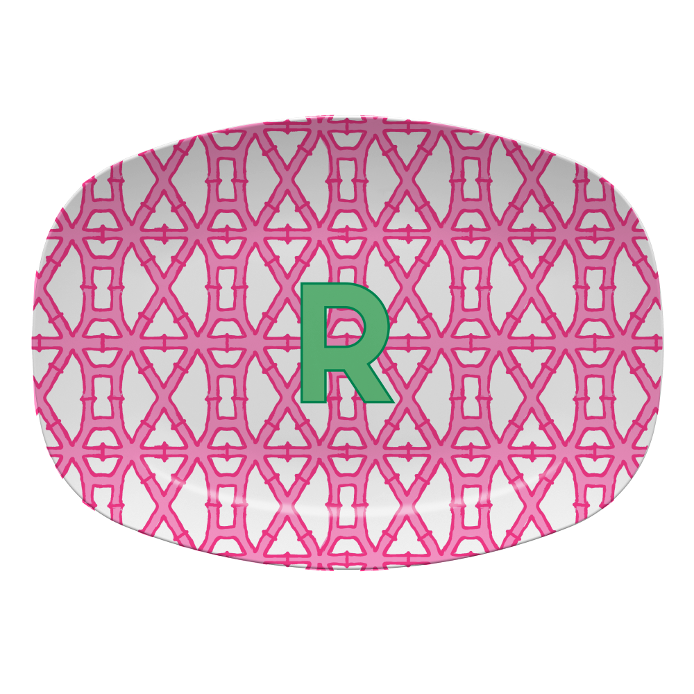 Single Initial Platter Bamboo - Pink