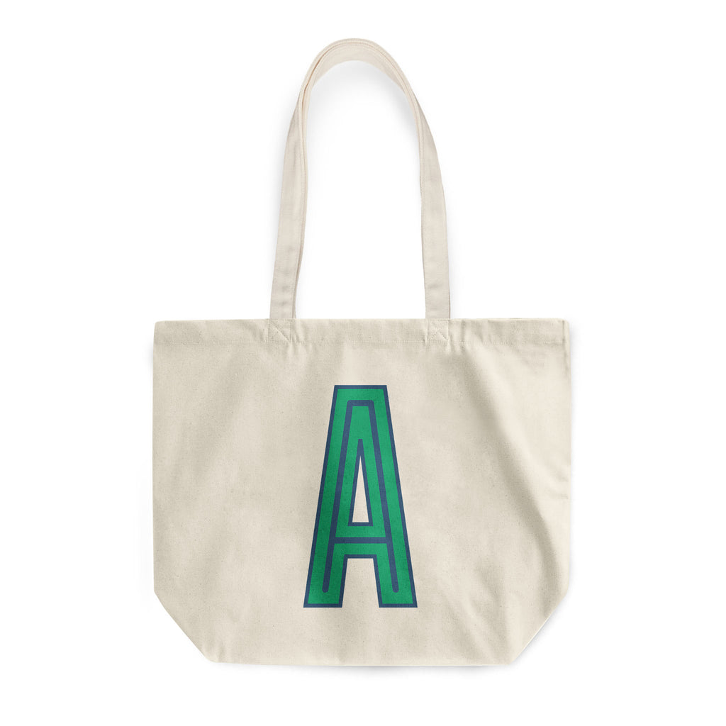 Canvas Tote - Single Initial - Navy Green - NEW!