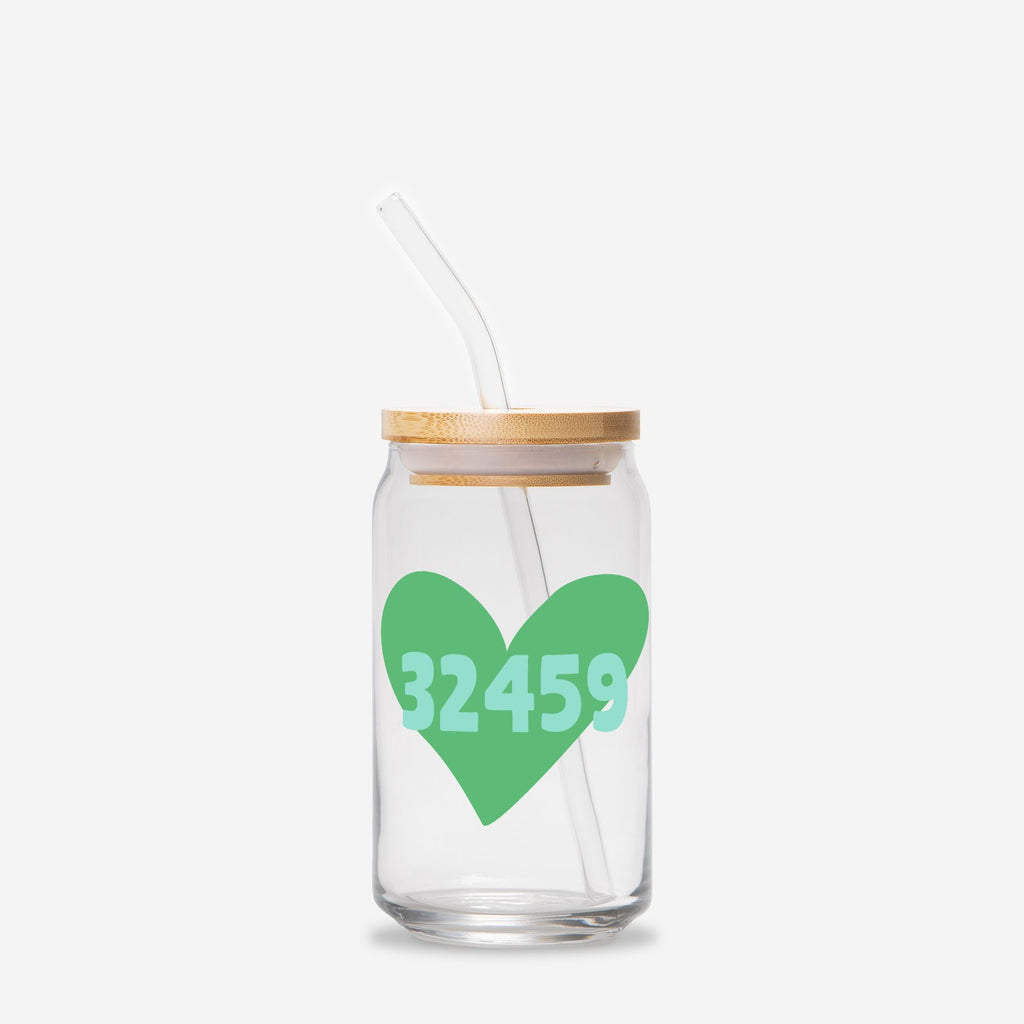 Custom City Heart Green Mint - Glass tumbler