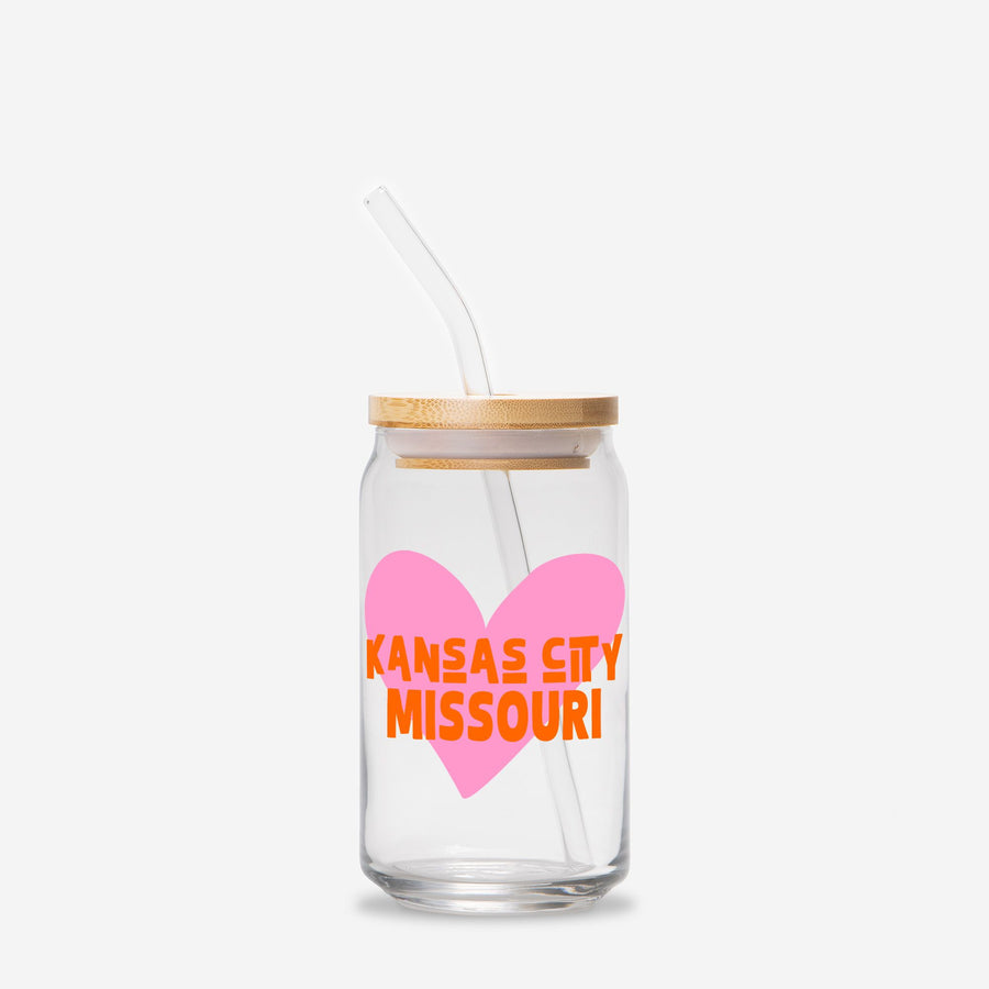 Custom City Heart Pink Orange - Glass tumbler