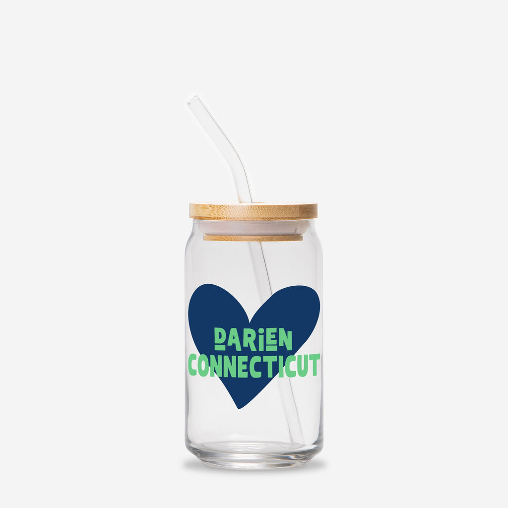 Custom City Heart Navy Green - Glass tumbler