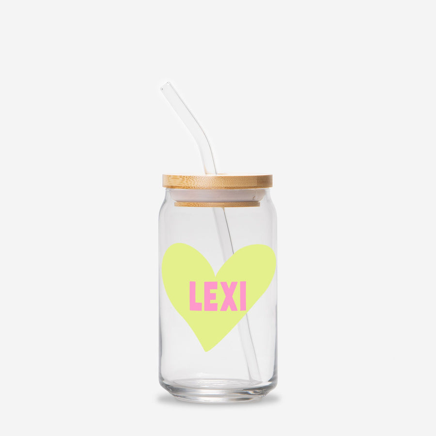 Monogram Heart Citrus Pink - Glass tumbler