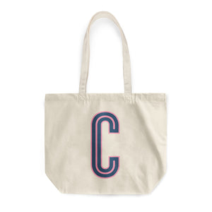 Canvas Tote - Single Initial - Navy Pink - NEW!