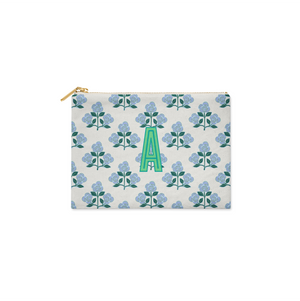 Bundle - Monogrammed Flat Zip Pouch - Betsy Blue