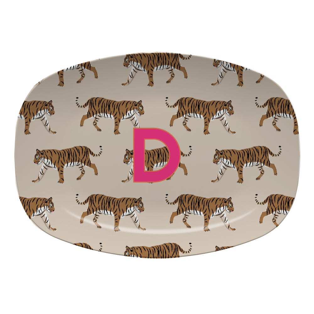 Single Initial Platter Tigers - Tan