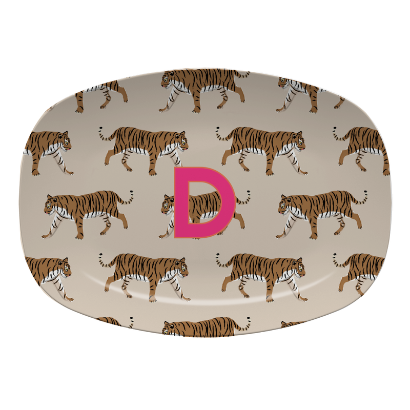 Single Initial Platter Tigers - Tan