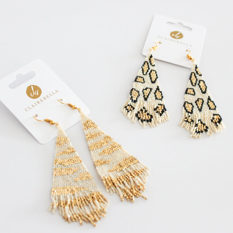 Tiger Stripe Fringe Earrings