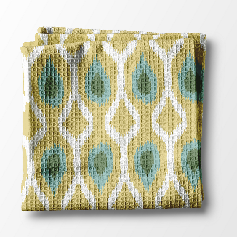 Waffle Weave Kitchen Towel Bundle - Ikat Yellow