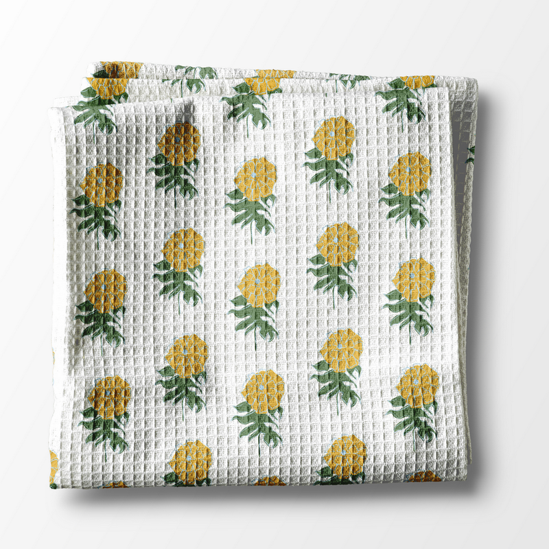 Waffle Weave Kitchen Towel Bundle - Ikat Yellow