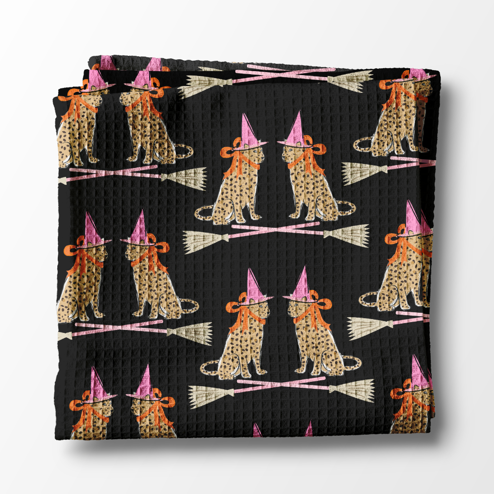 Waffle Weave Kitchen Towel - Leopard Witches