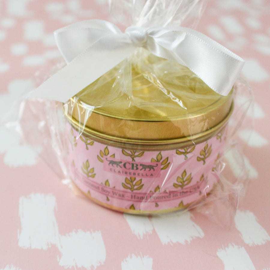 New! Tin Candle - Happy Hearts Strawberry Macaron